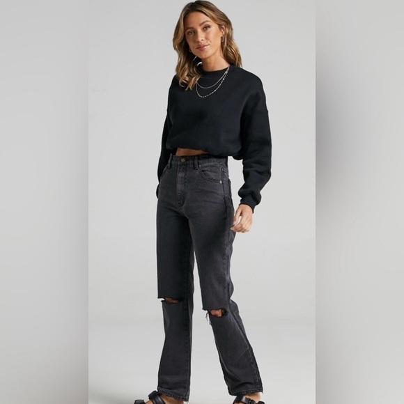 ROLLA'S Black Distressed Straight Leg Jeans - Picture 3 of 8